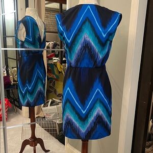 Twelfth Street by Cynthia Vincent Vibrant Blue Chevron Mini Dress
